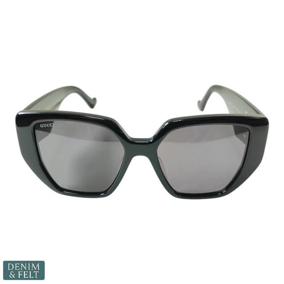 GUCCI GG0956S Rectangle Sunglasses Black/Gold Frame Grey Lens 54-19 Italy NEW - Picture 5 of 16